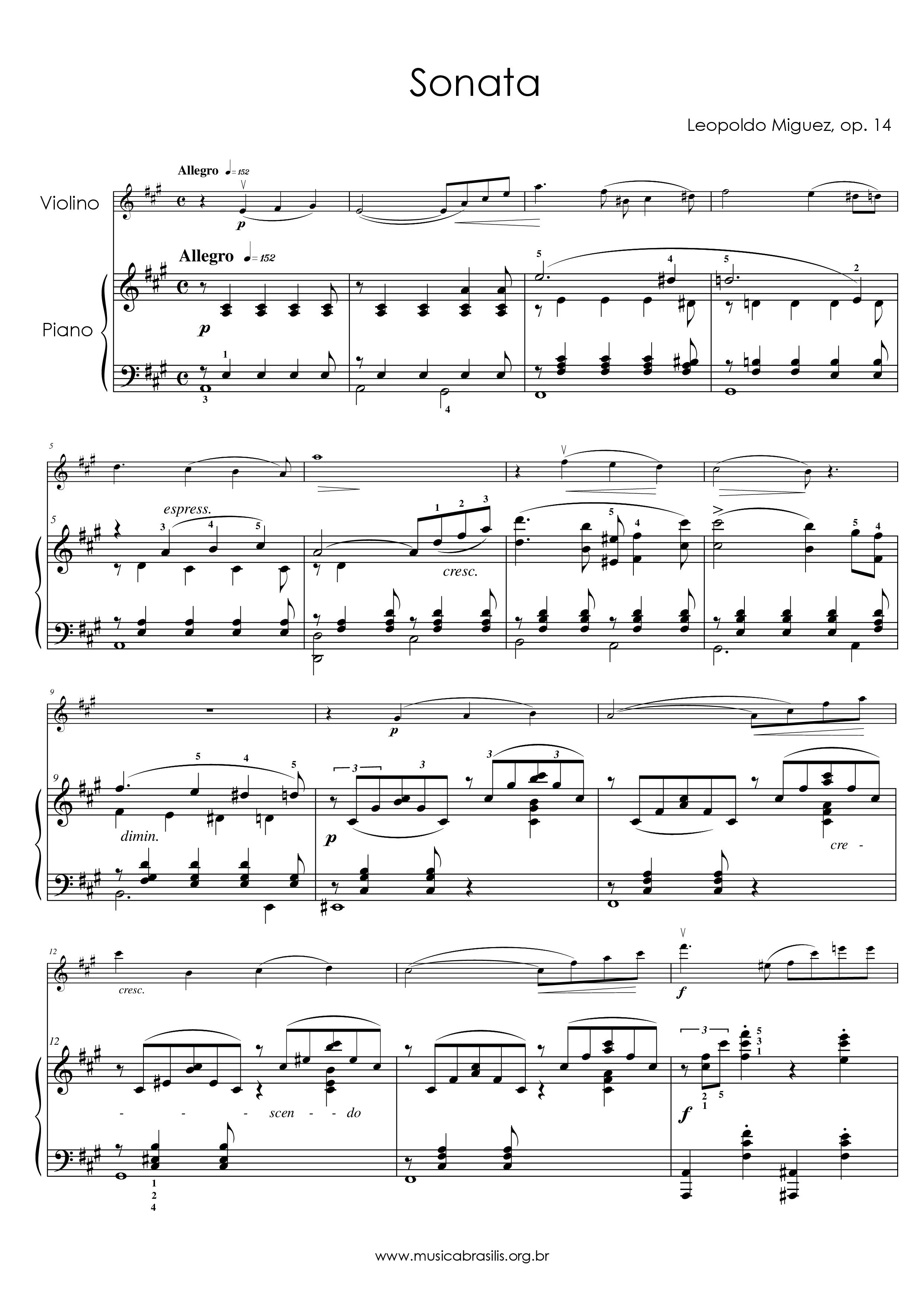 Sonata para violino e piano - opus 14